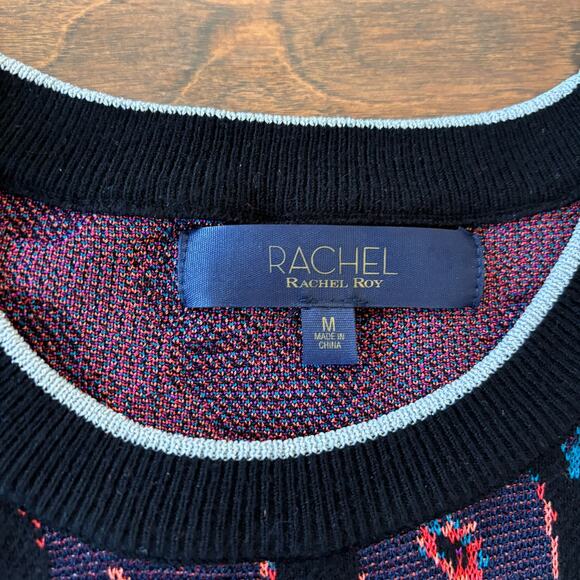 Rachel‎ Roy Sweater Size Medium Bright Multi Leopard Combo Print Rikki Pullover - Picture 8 of 8